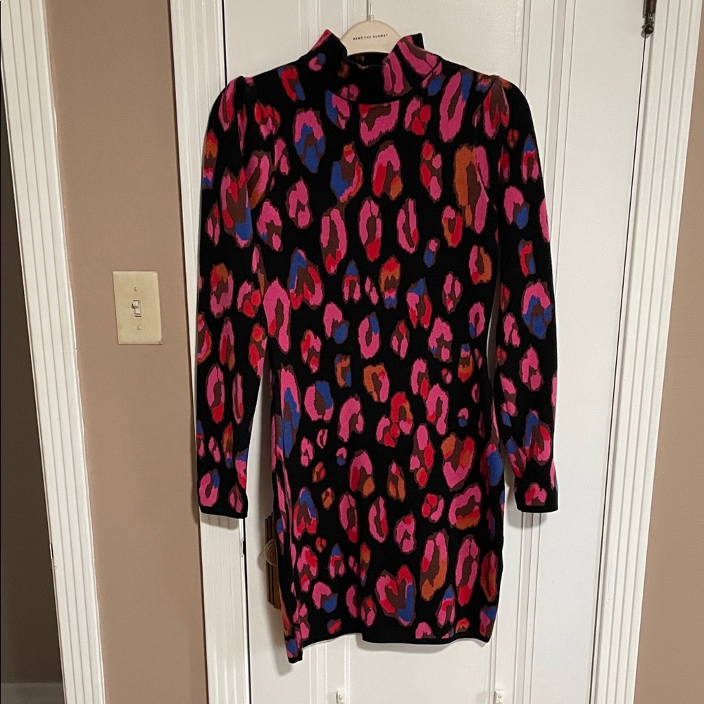 Farm Rio Leopard Print Sweater Dress